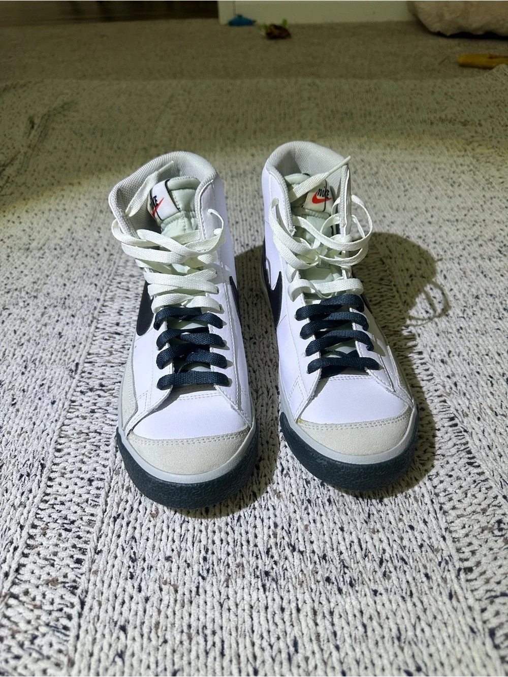 Nike Kids White and Black High-Top Sneakers